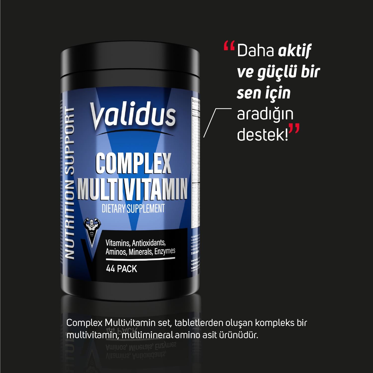 Validus Multivitamin Complex Vitamins + Minerals + Antioxidants + Aminos + Enzymes Set 44 Pack Tablets