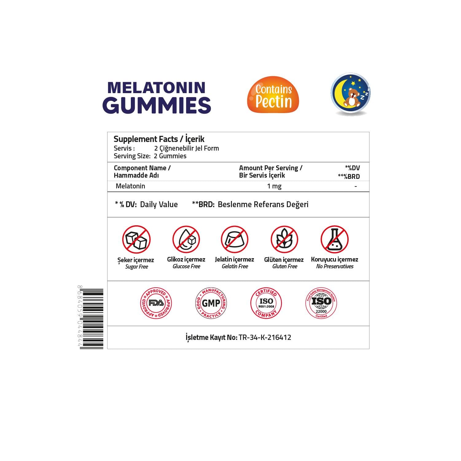 Validus Night Melatonin 1 mg 60 Gummies