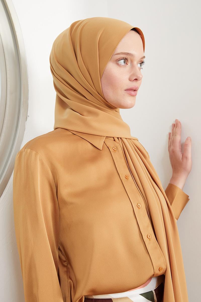 Fivescarf Hardal Medine İpeği Şal