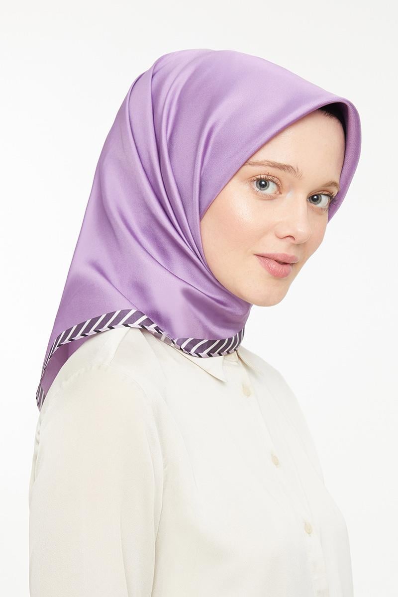 Levidor Açık Mor Twill Saf İpek Eşarp