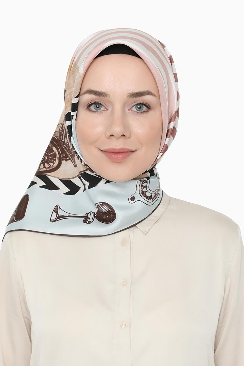 Levidor Açık Pudra Twill Saf İpek Eşarp