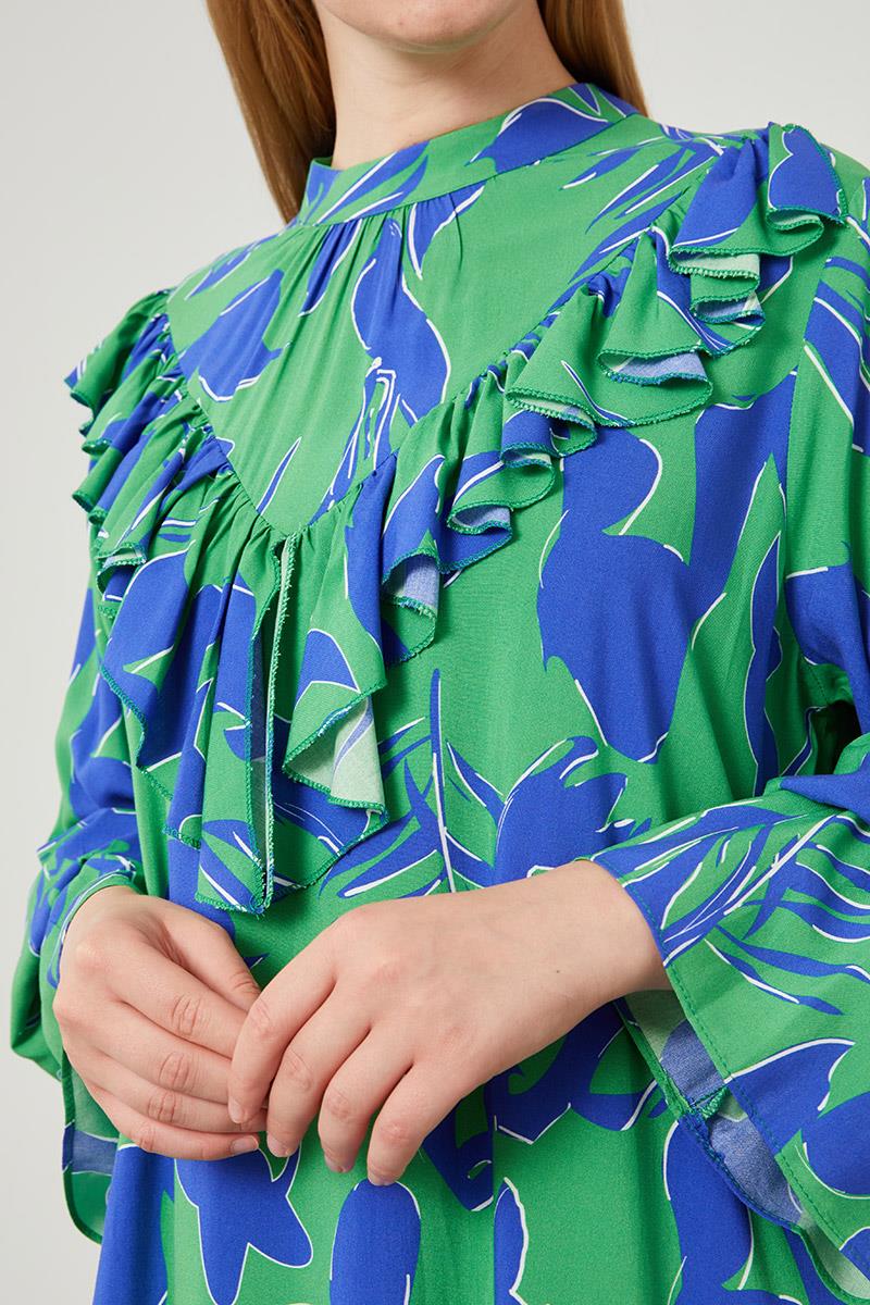 Levidor Benetton Çiçek Desen Volanlı Elbise
