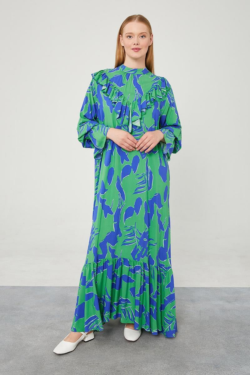 Levidor Benetton Çiçek Desen Volanlı Elbise
