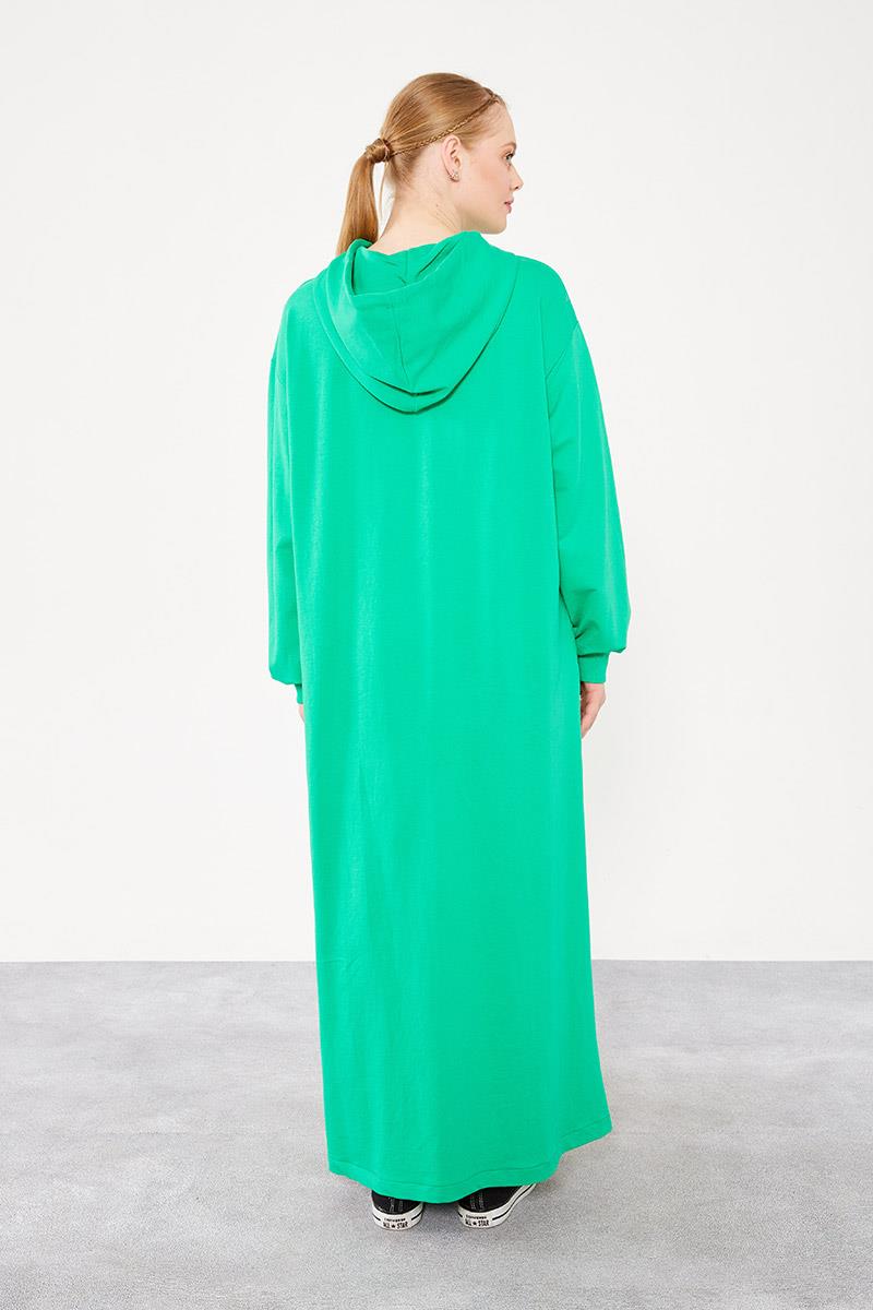 Levidor Benetton Taş İşlemeli Kapuşonlu Oversize Elbise