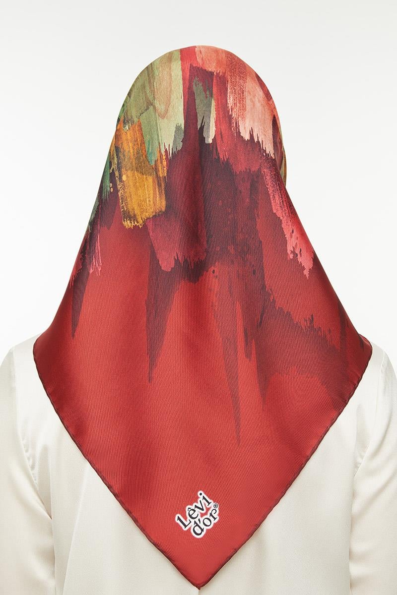Levidor Bordo Twill Saf İpek Eşarp