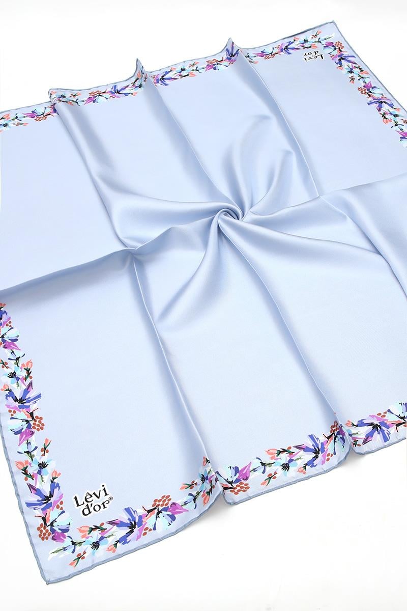 Levidor Buz Mavisi Twill Saf İpek Eşarp