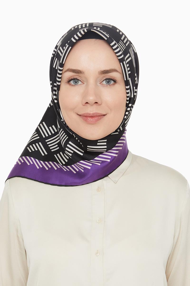 Levidor Eflatun Twill Saf İpek Eşarp