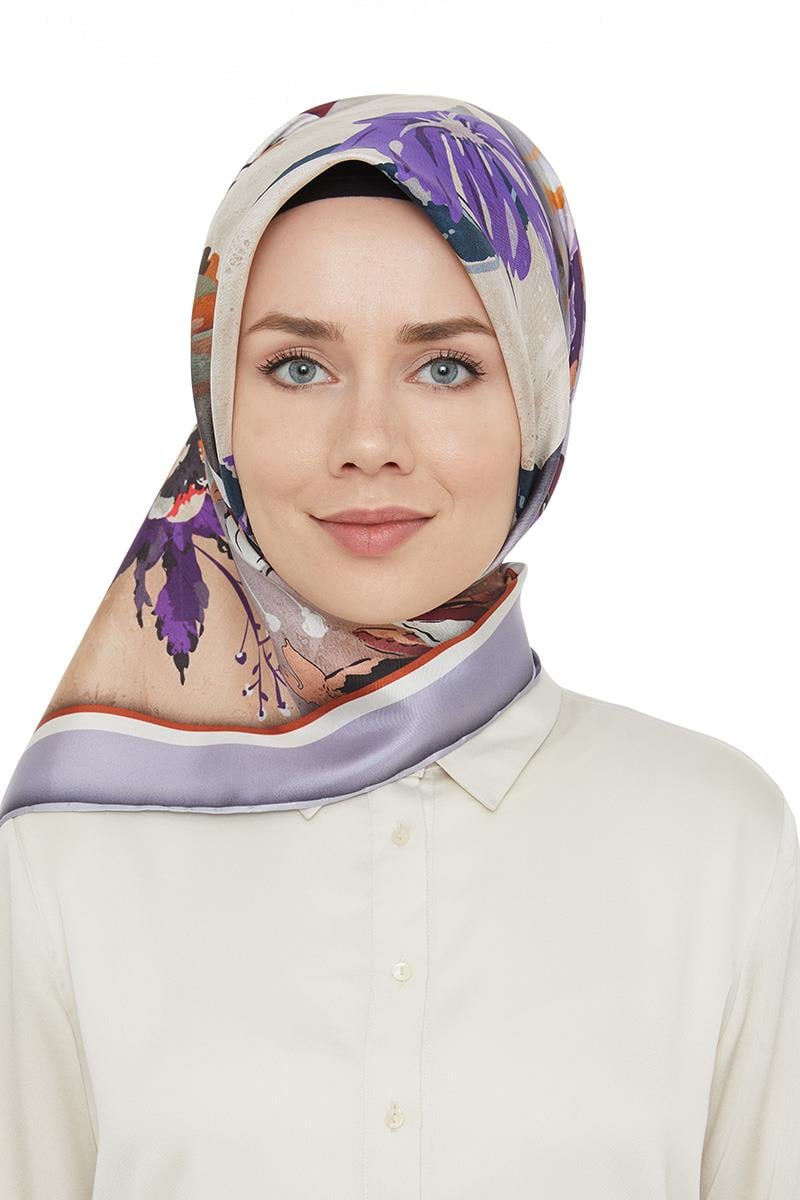 Levidor Eflatun Twill Saf İpek Eşarp