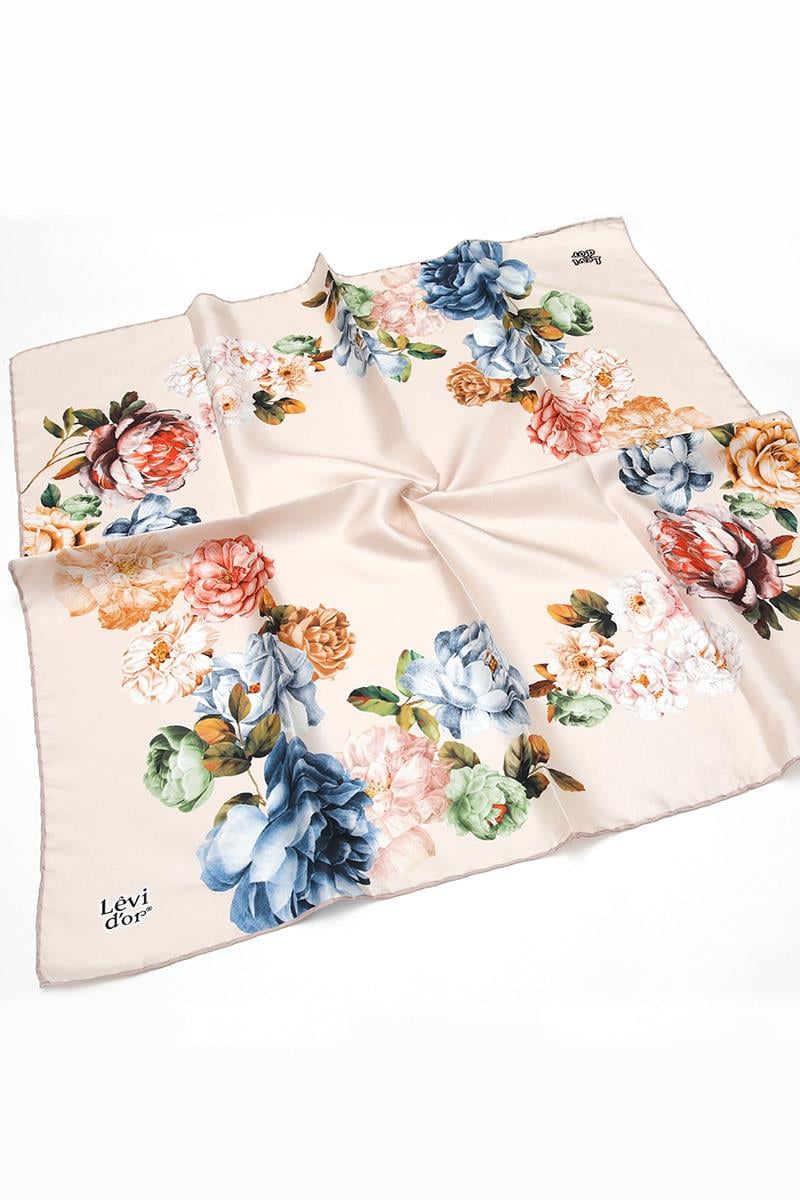 Levidor Ekru Twill Saf İpek Eşarp