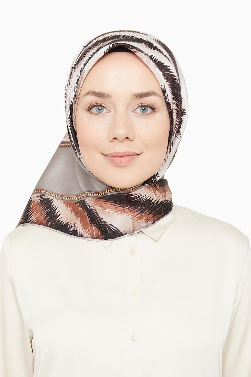 Levidor Gri Twill Saf İpek Eşarp