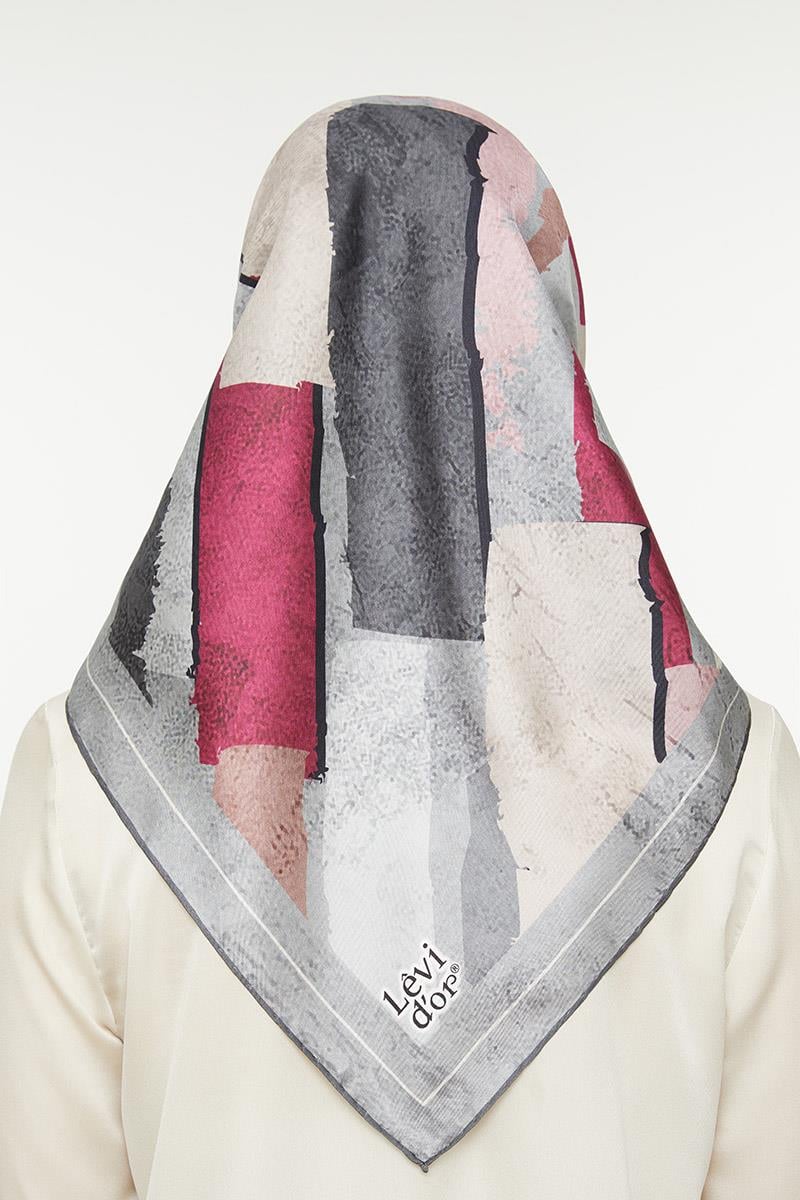 Levidor Gri Twill Saf İpek Eşarp