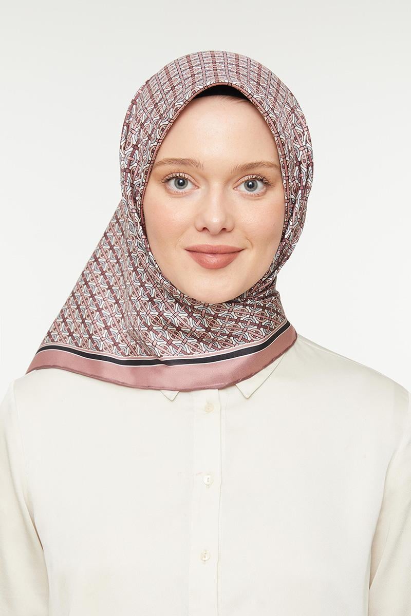 Levidor Gül Kurusu Twill Saf İpek Eşarp