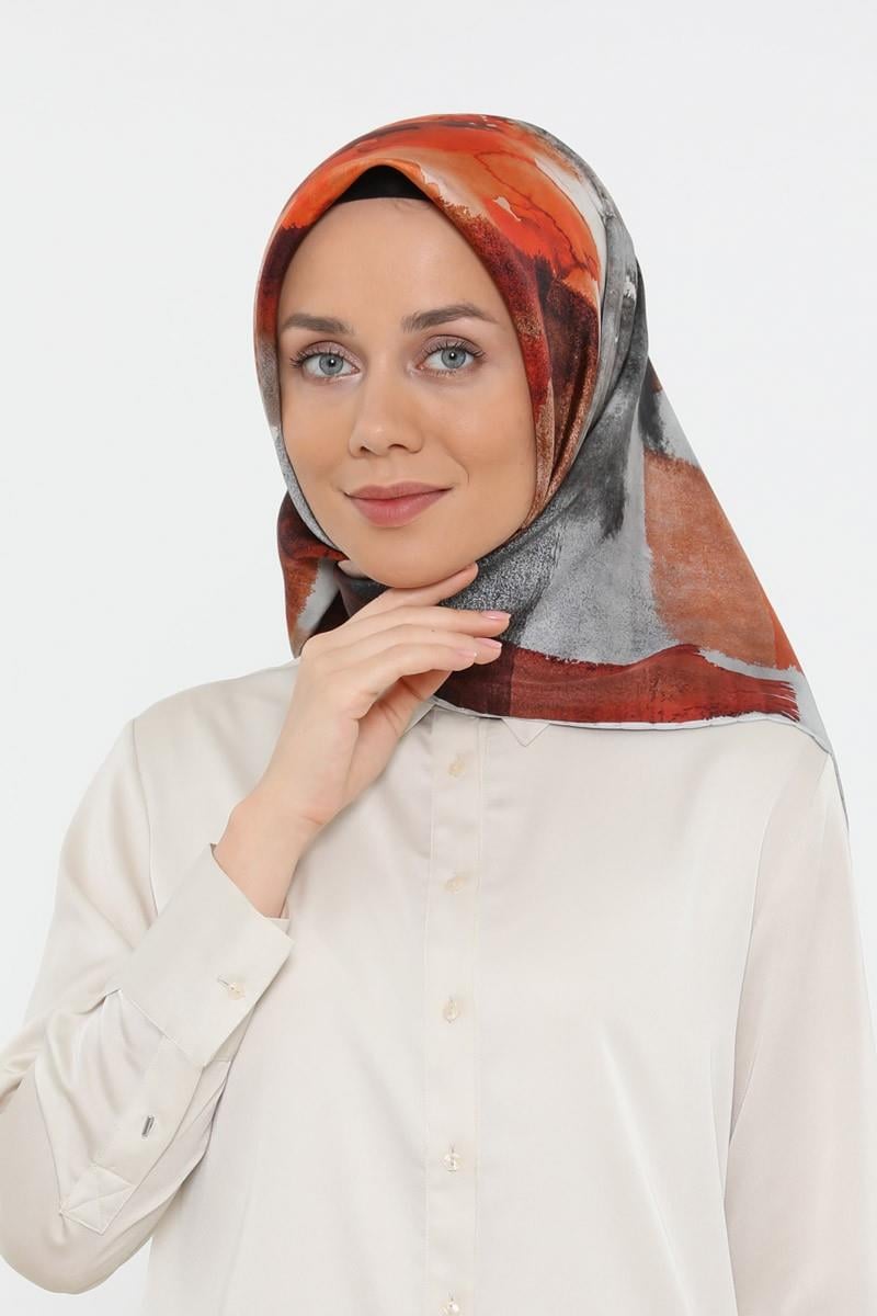 Levidor Gümüş Twill Saf İpek Eşarp