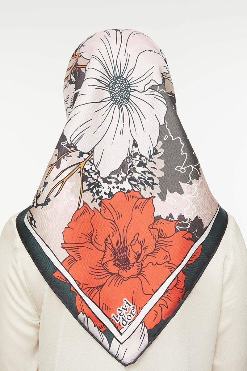 Levidor Haki Twill Saf İpek Eşarp