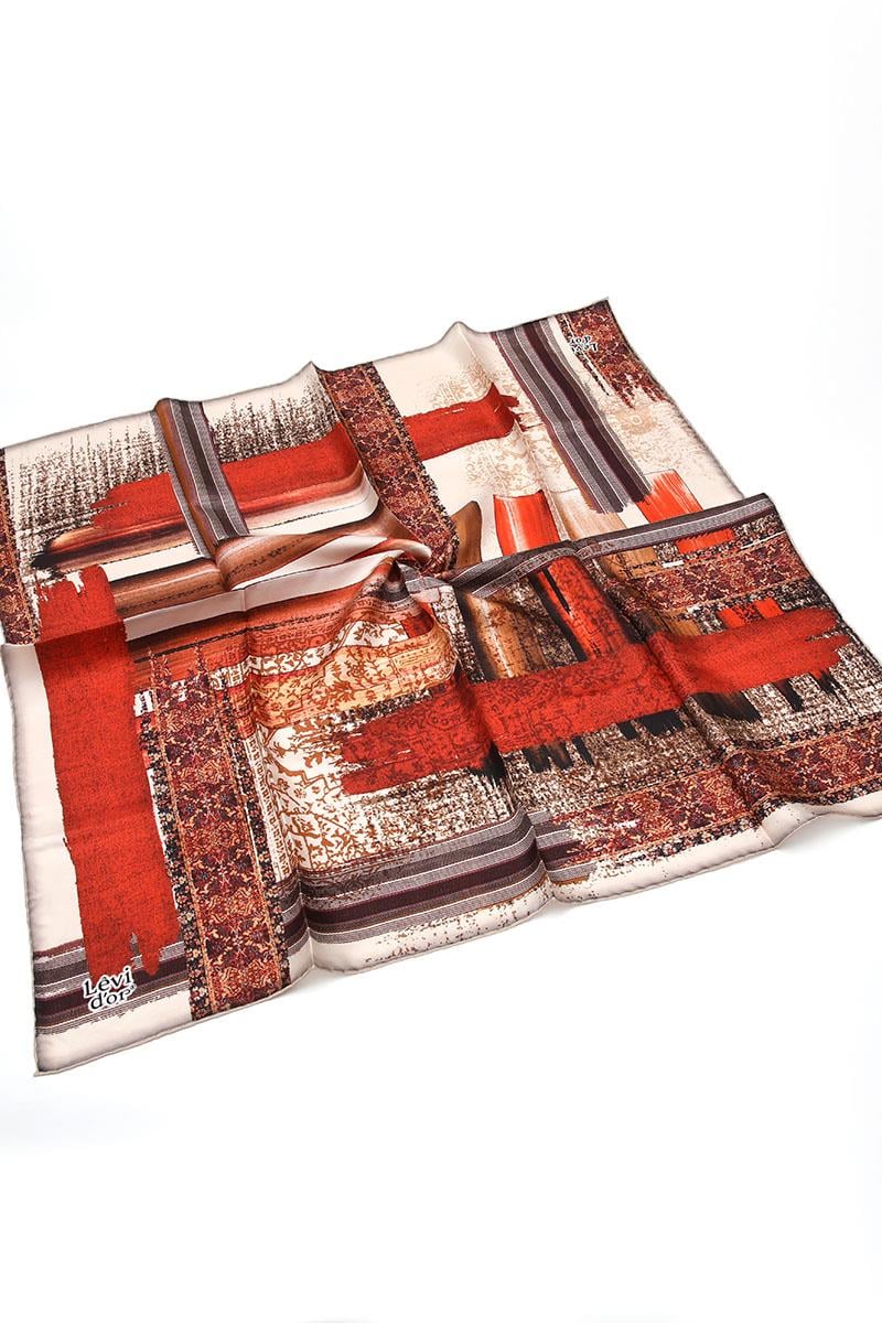 Levidor Kiremit Twill Saf İpek Eşarp