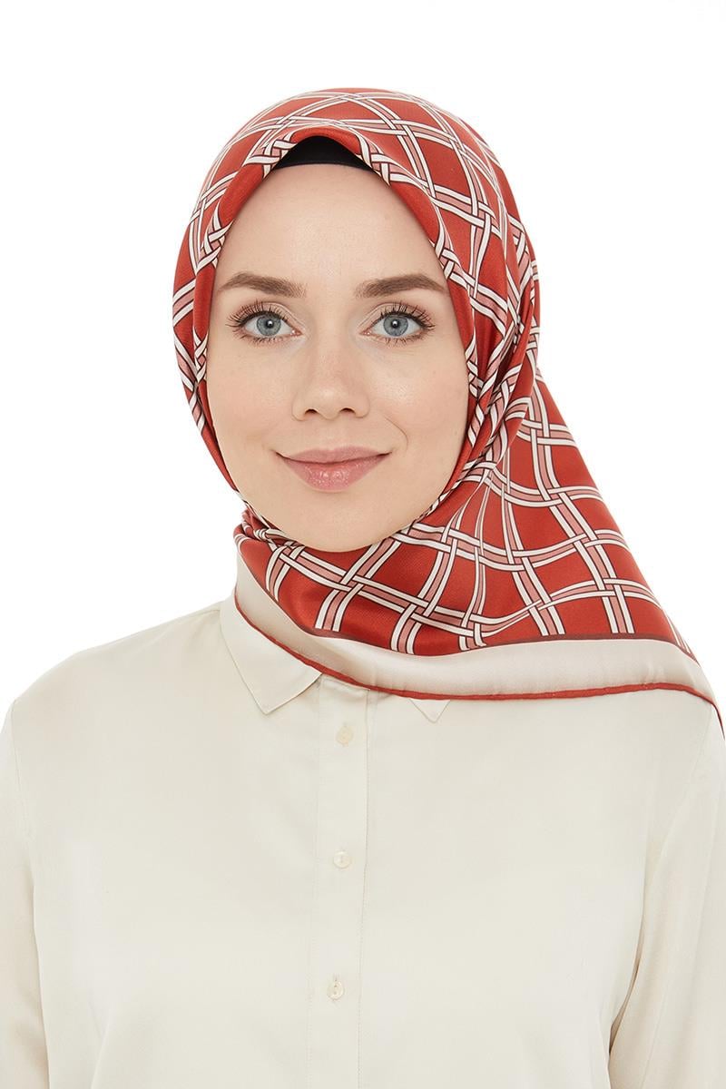 Levidor Kiremit Twill Saf İpek Eşarp