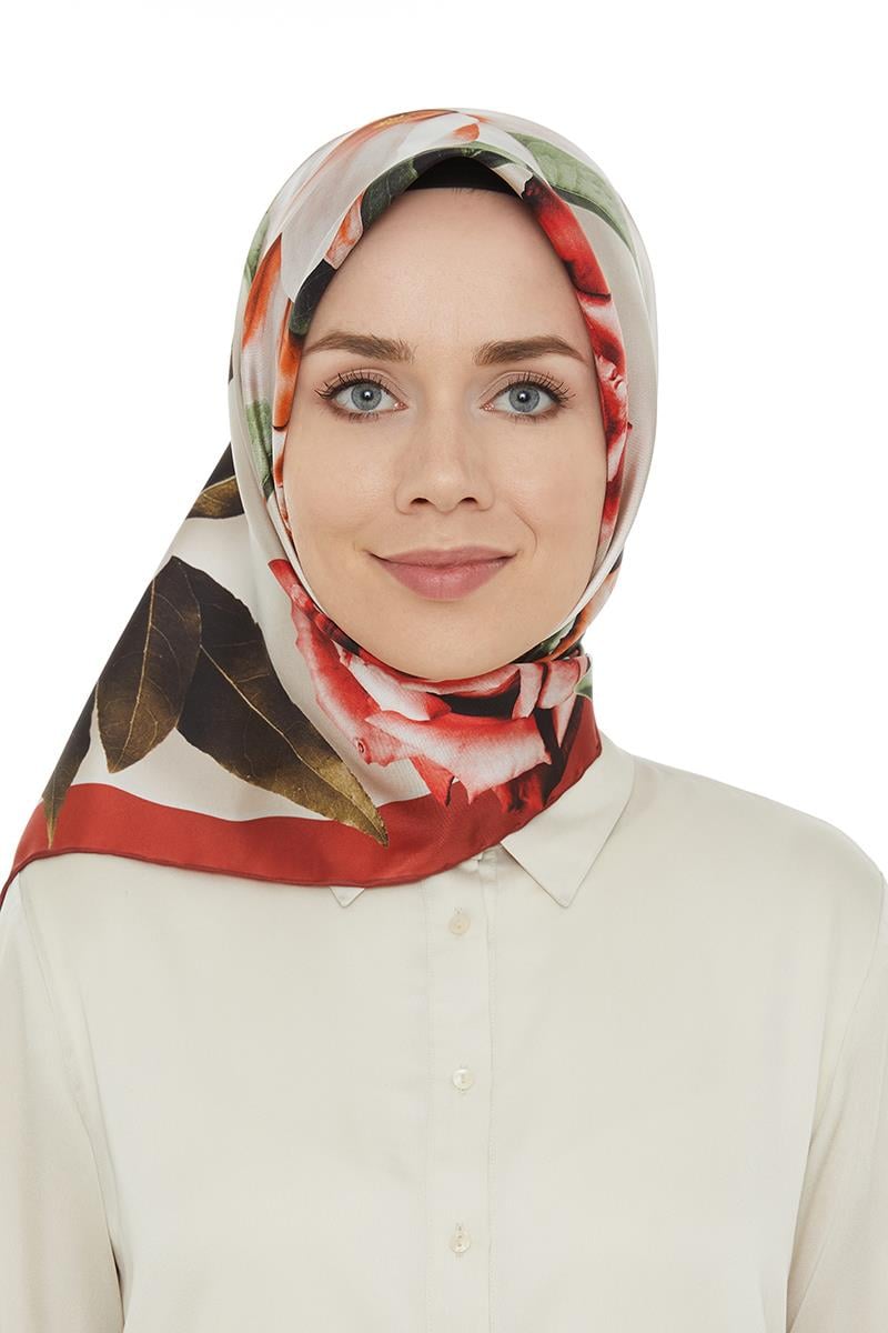 Levidor Kiremit Twill Saf İpek Eşarp