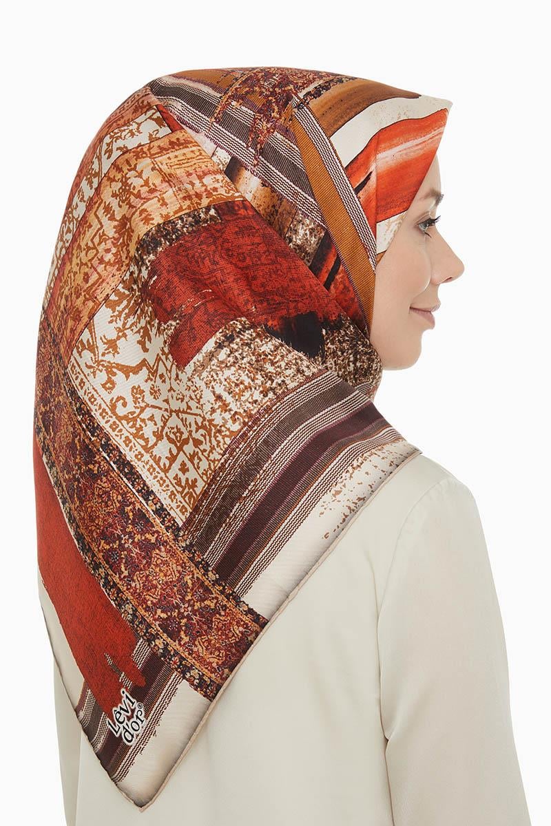 Levidor Kiremit Twill Saf İpek Eşarp