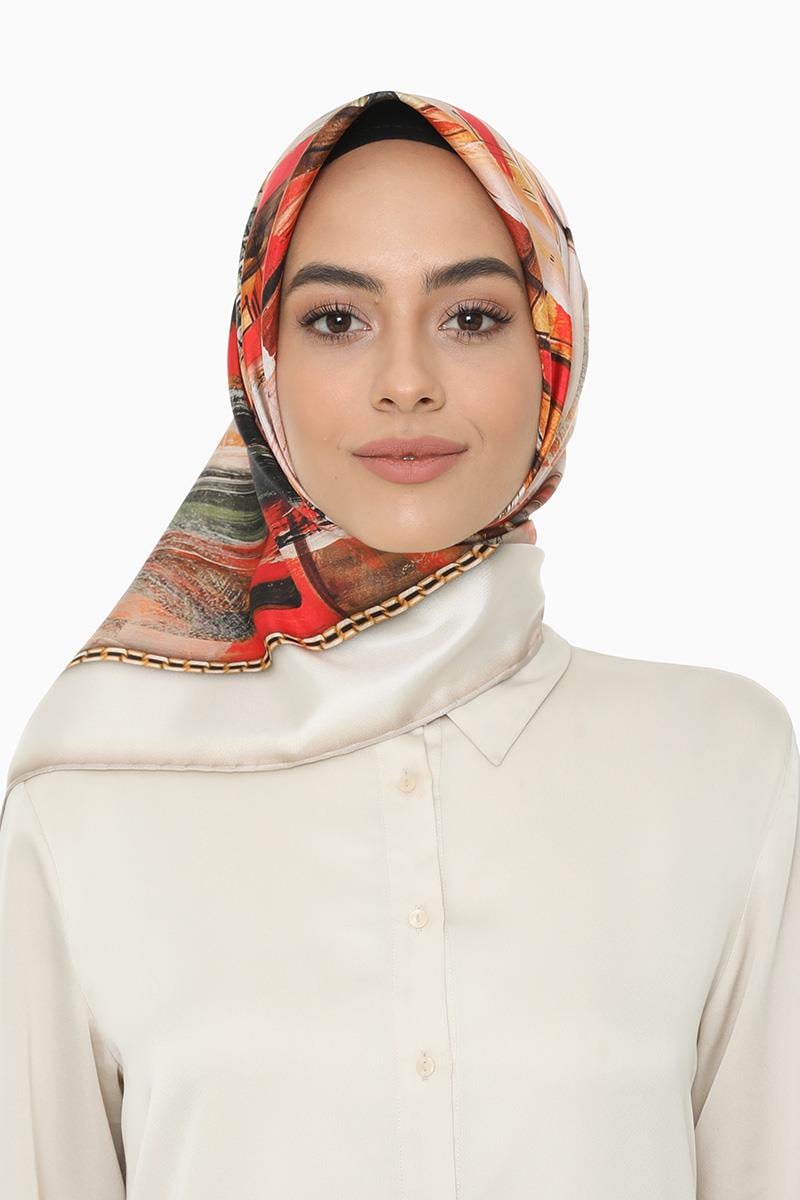 Levidor Kırmızı Twill Saf İpek Eşarp