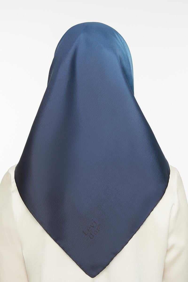 Levidor Koyu Lacivert Twill Saf İpek Eşarp