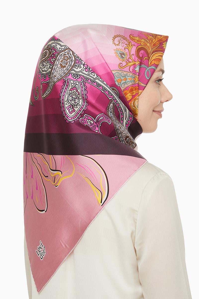 Levidor Koyu Pembe Twill Saf İpek Eşarp