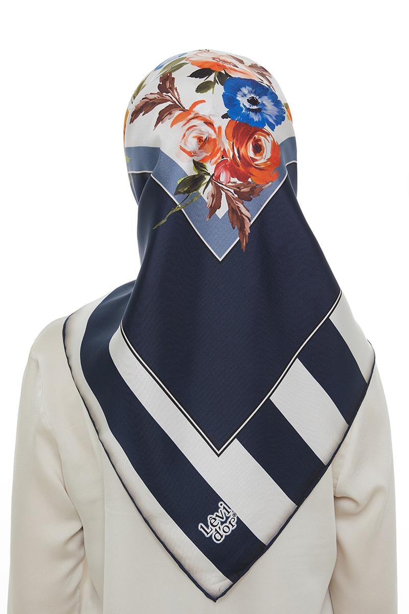 Levidor Lacivert Twill Saf İpek Eşarp