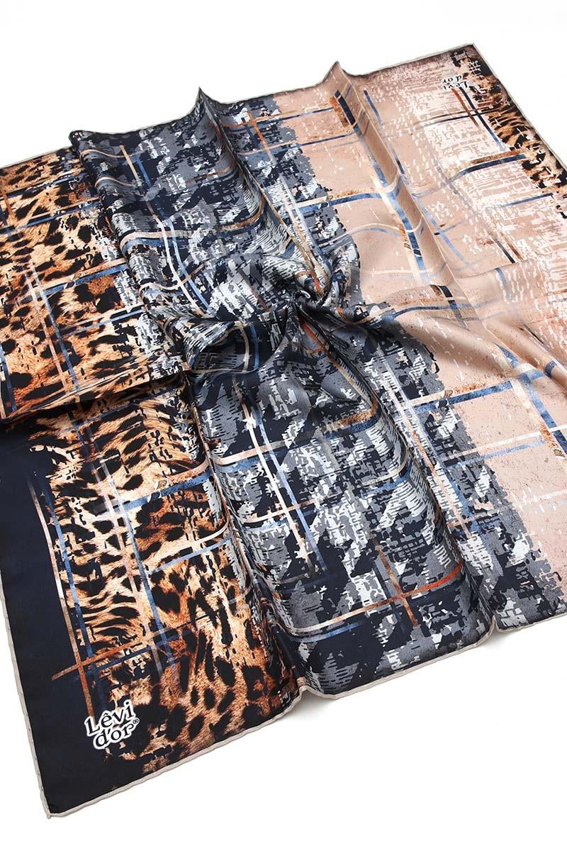 Levidor Lacivert Twill Saf İpek Eşarp