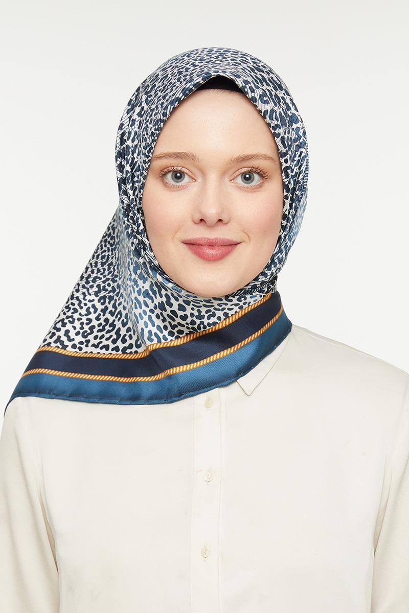 Levidor Lacivert Twill Saf İpek Eşarp