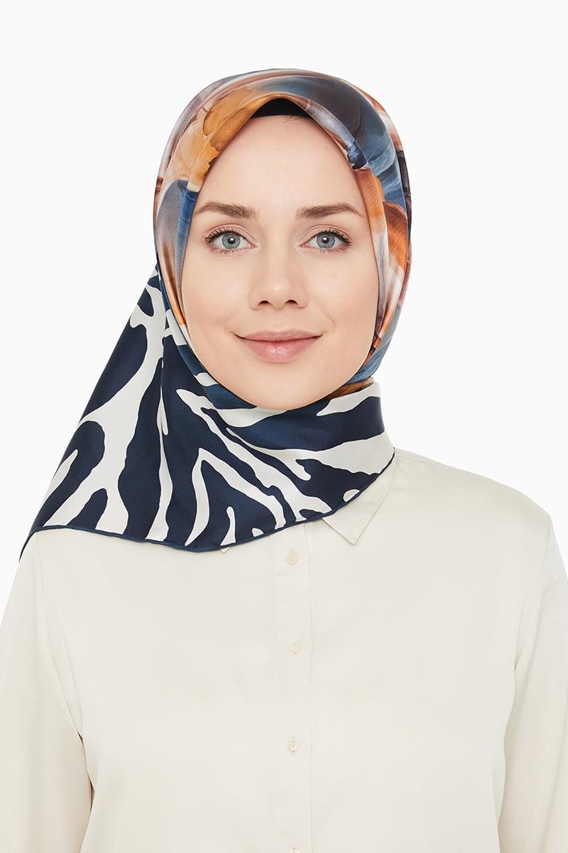 Levidor Mavi Twill Saf İpek Eşarp