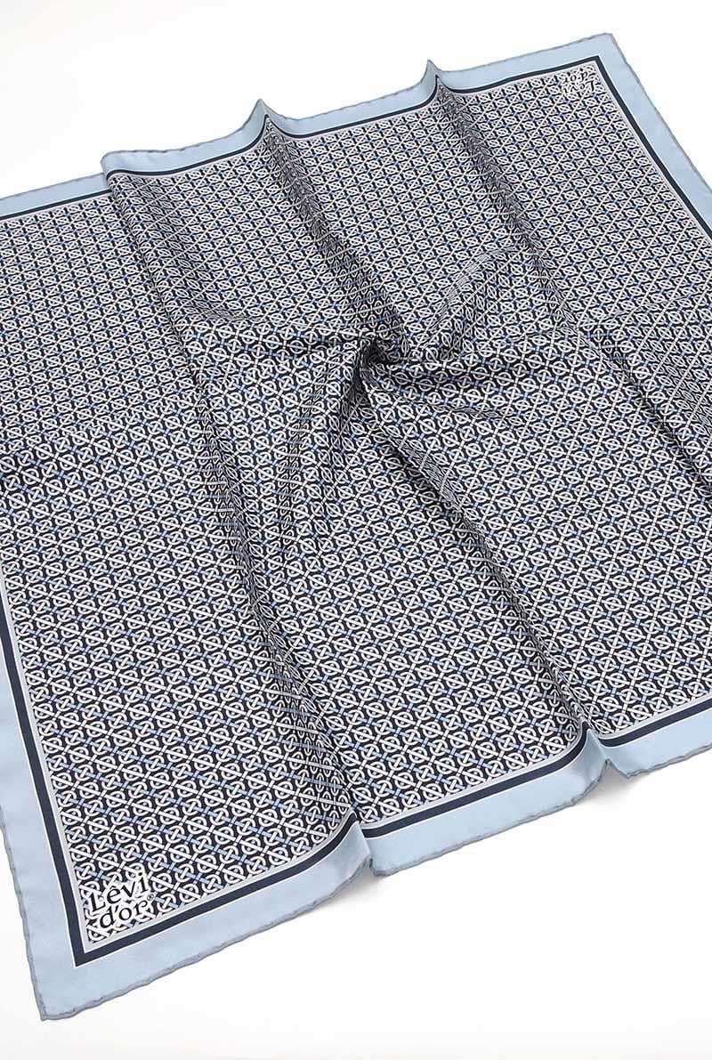 Levidor Mavi Twill Saf İpek Eşarp