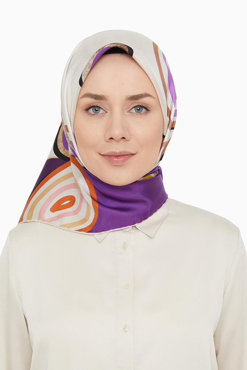 Levidor Mor Twill Saf İpek Eşarp
