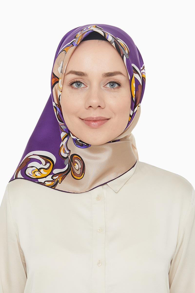 Levidor Mor Twill Saf İpek Eşarp