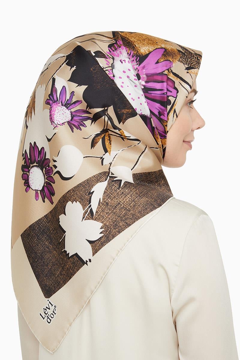 Levidor Mor Twill Saf İpek Eşarp