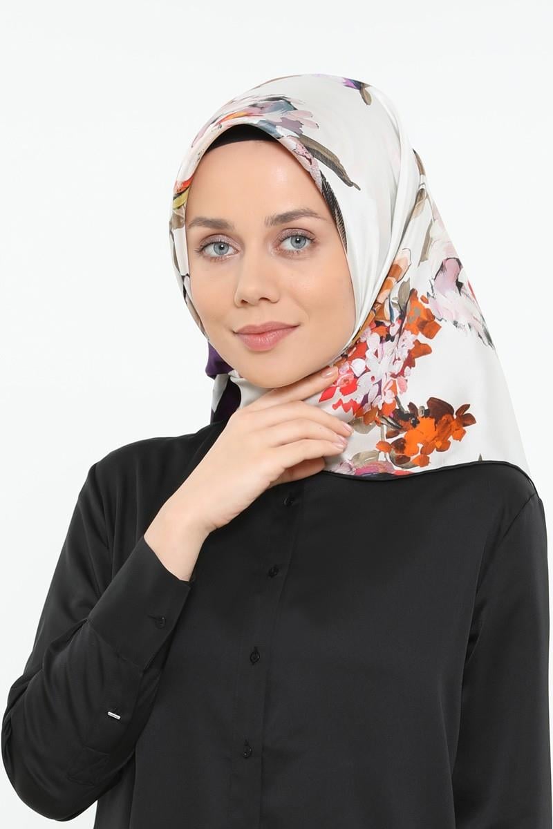 Levidor Mor Twill Saf İpek Eşarp