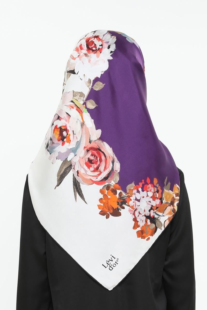 Levidor Mor Twill Saf İpek Eşarp
