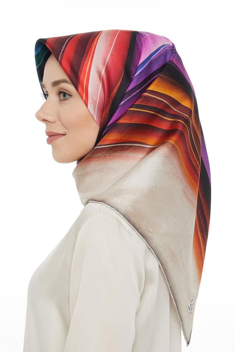 Levidor Mor Twill Saf İpek Eşarp