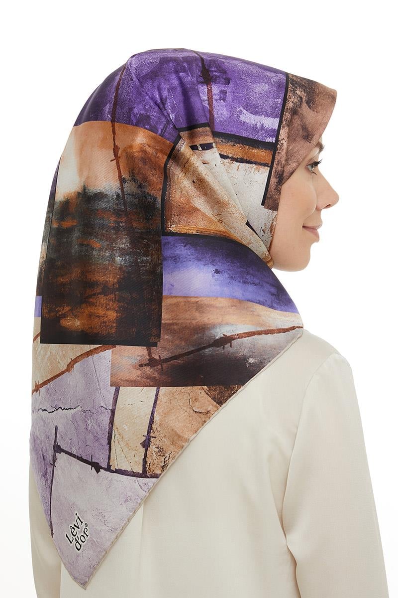 Levidor Mürdüm Twill Saf İpek Eşarp