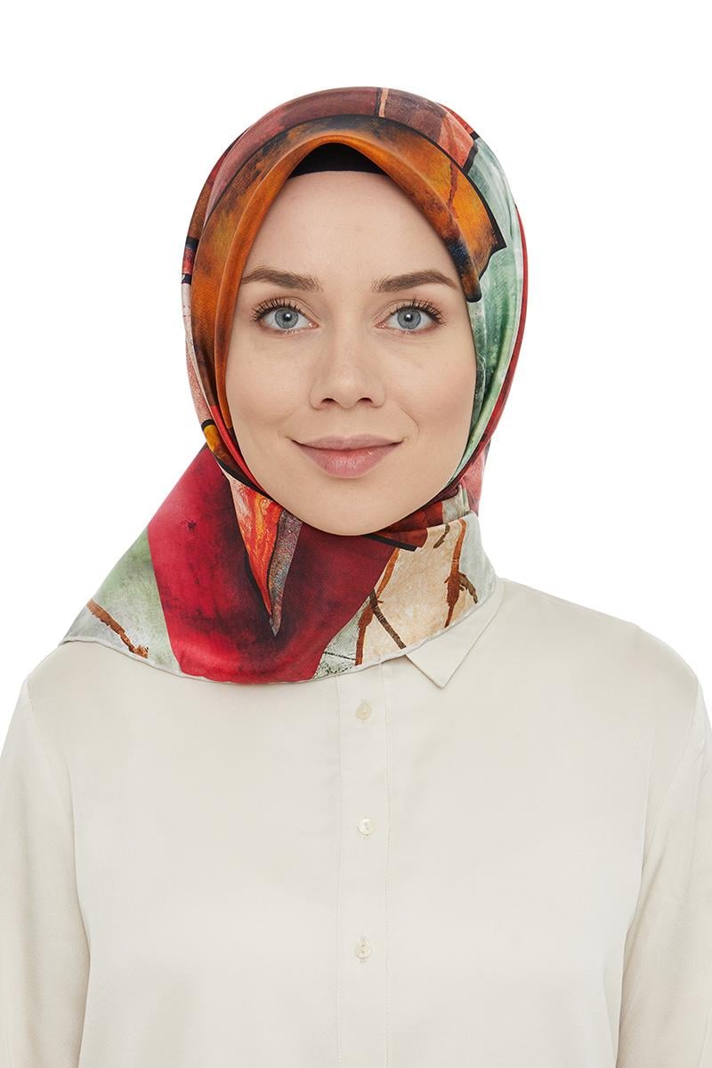Levidor Nar Çiçeği Twill Saf İpek Eşarp