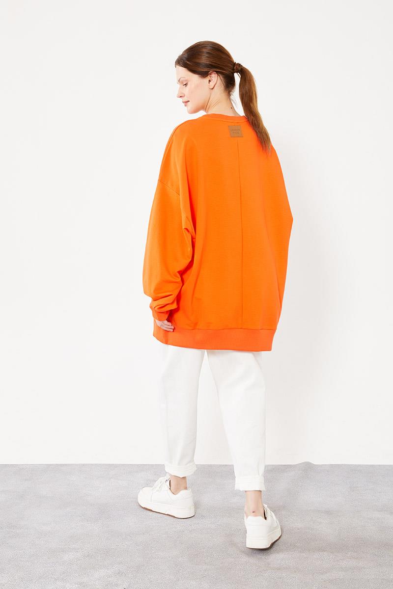 Levidor Oranj Bisiklet Yaka Oversize Sweat