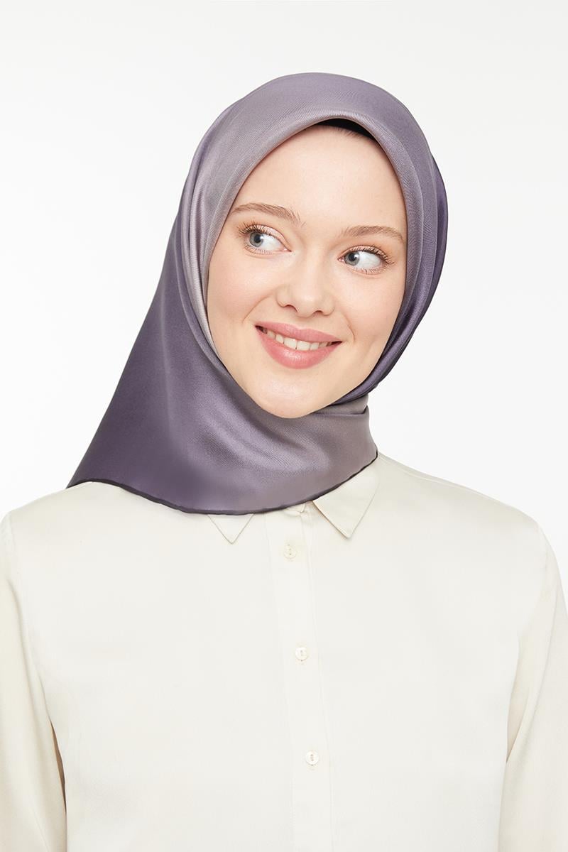 Levidor Patlıcan Moru Twill Saf İpek Eşarp