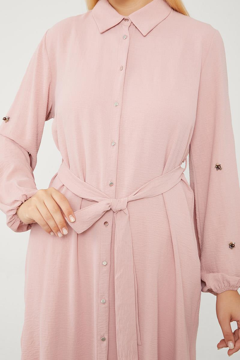 Levidor Pembe Kolları Taşlı Tunik