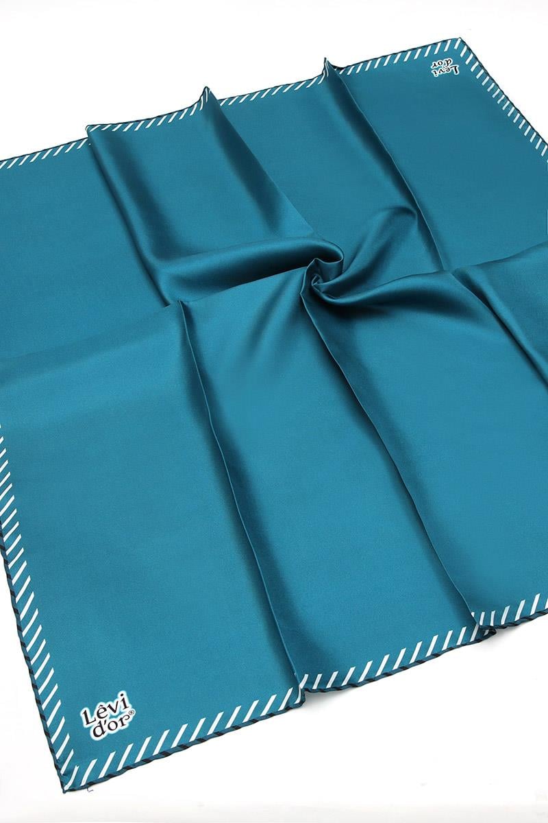 Levidor Petrol Yeşili Twill Saf İpek Eşarp