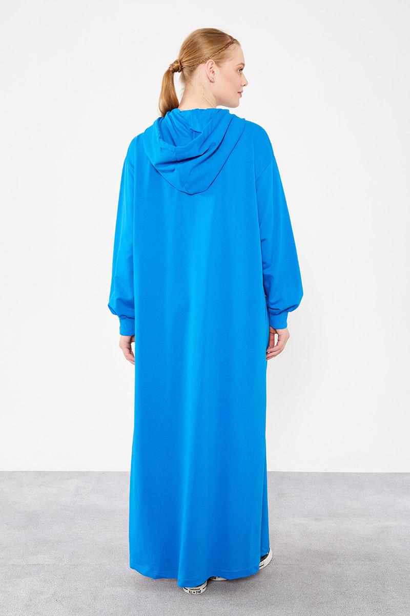 Levidor Saks Taş İşlemeli Kapuşonlu Oversize Elbise