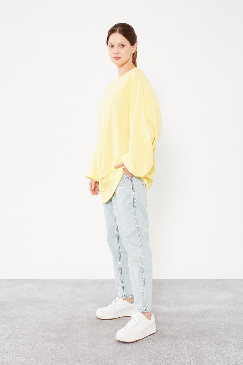 Levidor Sarı Bisiklet Yaka Oversize Sweat