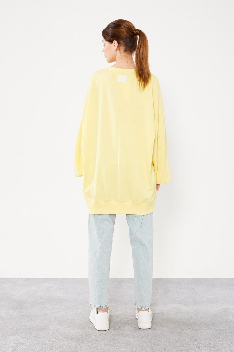 Levidor Sarı Bisiklet Yaka Oversize Sweat