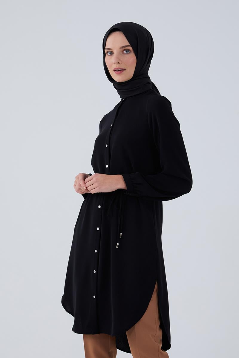 Levidor Siyah Önü Düğmeli Tunik