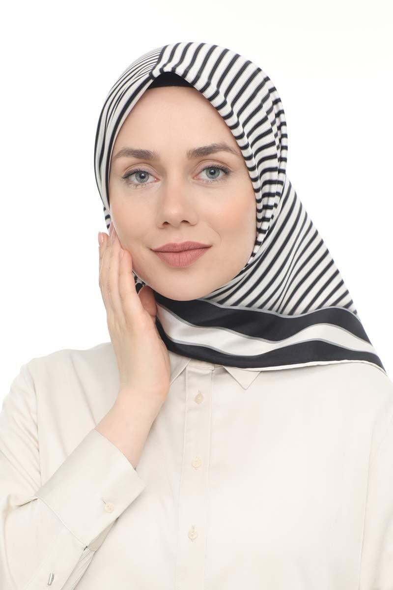 Levidor Siyah Twill Saf İpek Eşarp