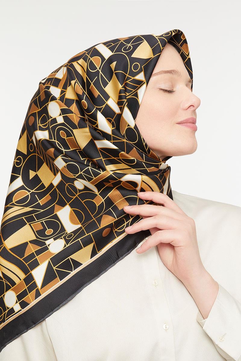 Levidor Siyah Twill Saf İpek Eşarp