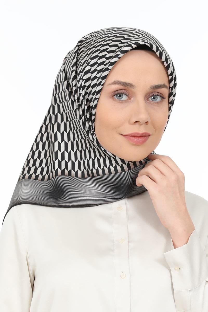 Levidor Siyah Twill Saf İpek Eşarp