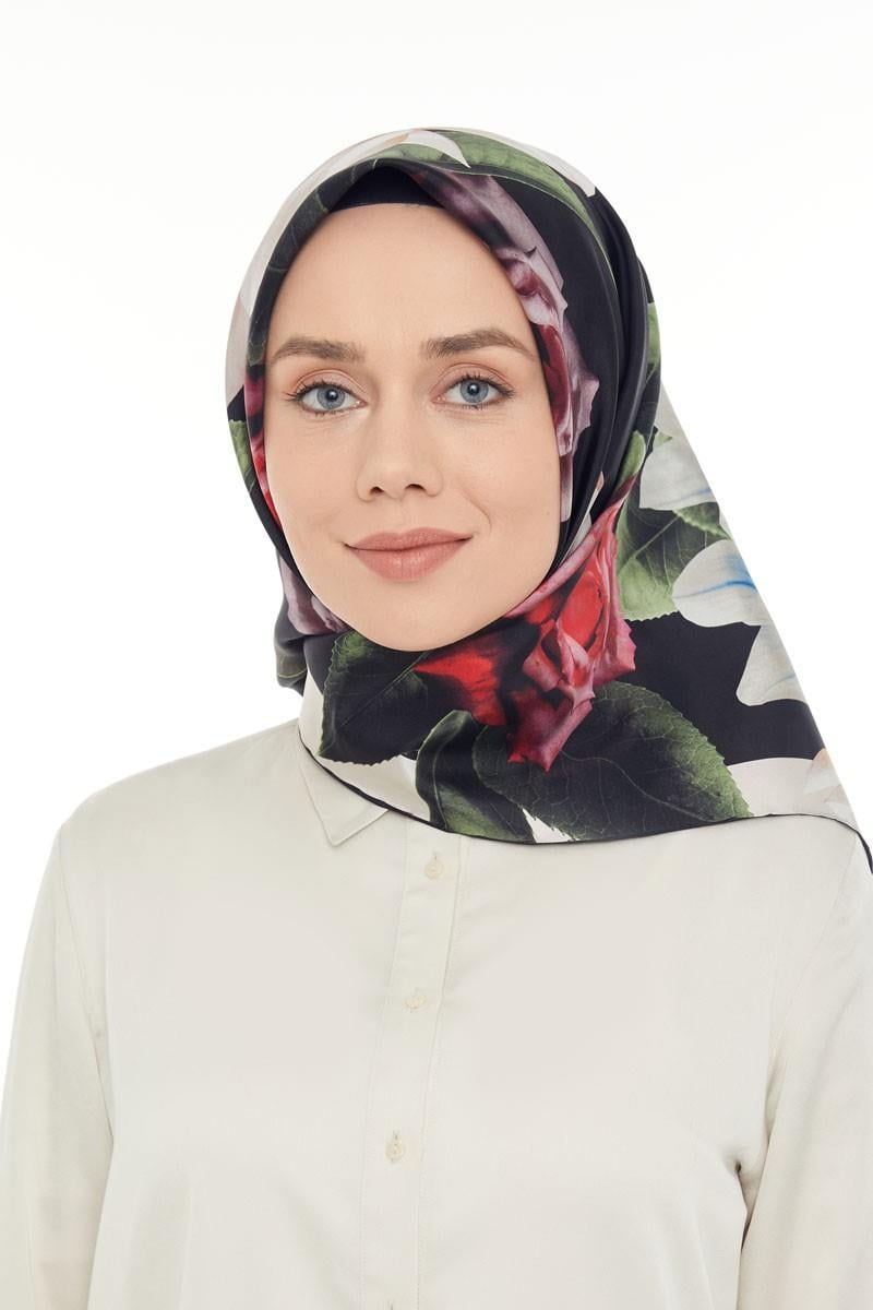 Levidor Siyah Twill Saf İpek Eşarp